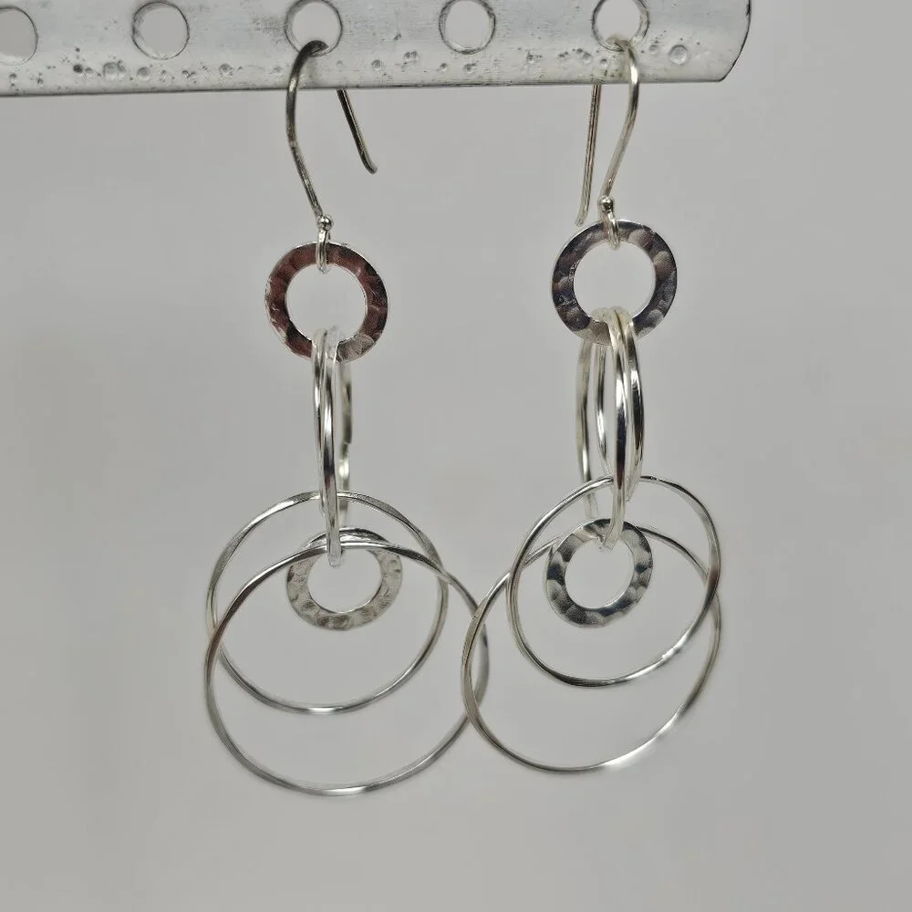 Ippolita‎ Sterling Silver Interlocking Circle Multi Ring Hammered Drop Earrings